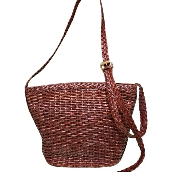 GEM Vintage Genuine Leather Brown Woven Crossbody Bag Made in Brazil - Picture 5 of 16